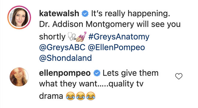 Grey's Anatomy : Kate Walsh de retour dans le rôle d'Addison Montgomery dans la saison 18 4 Ellen Pompeo réagit au retour de Grey's Anatomy de Kate Walsh