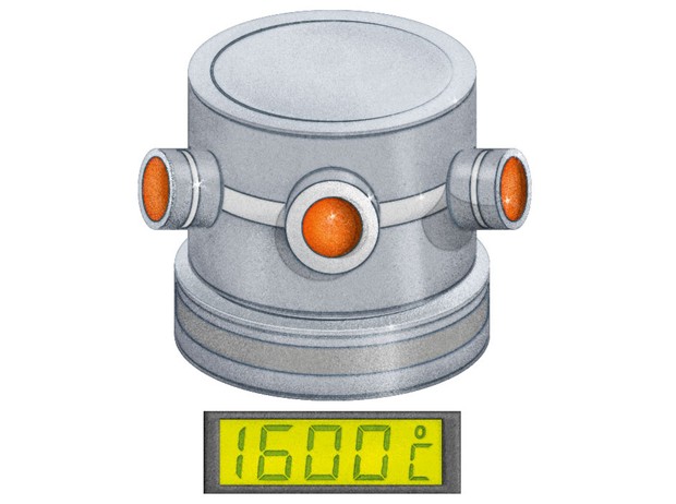 © Dan Bright Illustration du conteneur appliquant de la chaleur et de la pression © Dan Bright