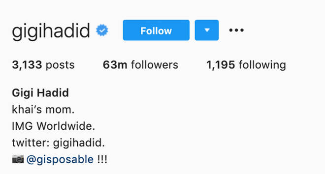Voici ce que signifie le prénom du bébé de Gigi Hadid et Zayn Malik 4 Biographie Instagram de Gigi Hadid