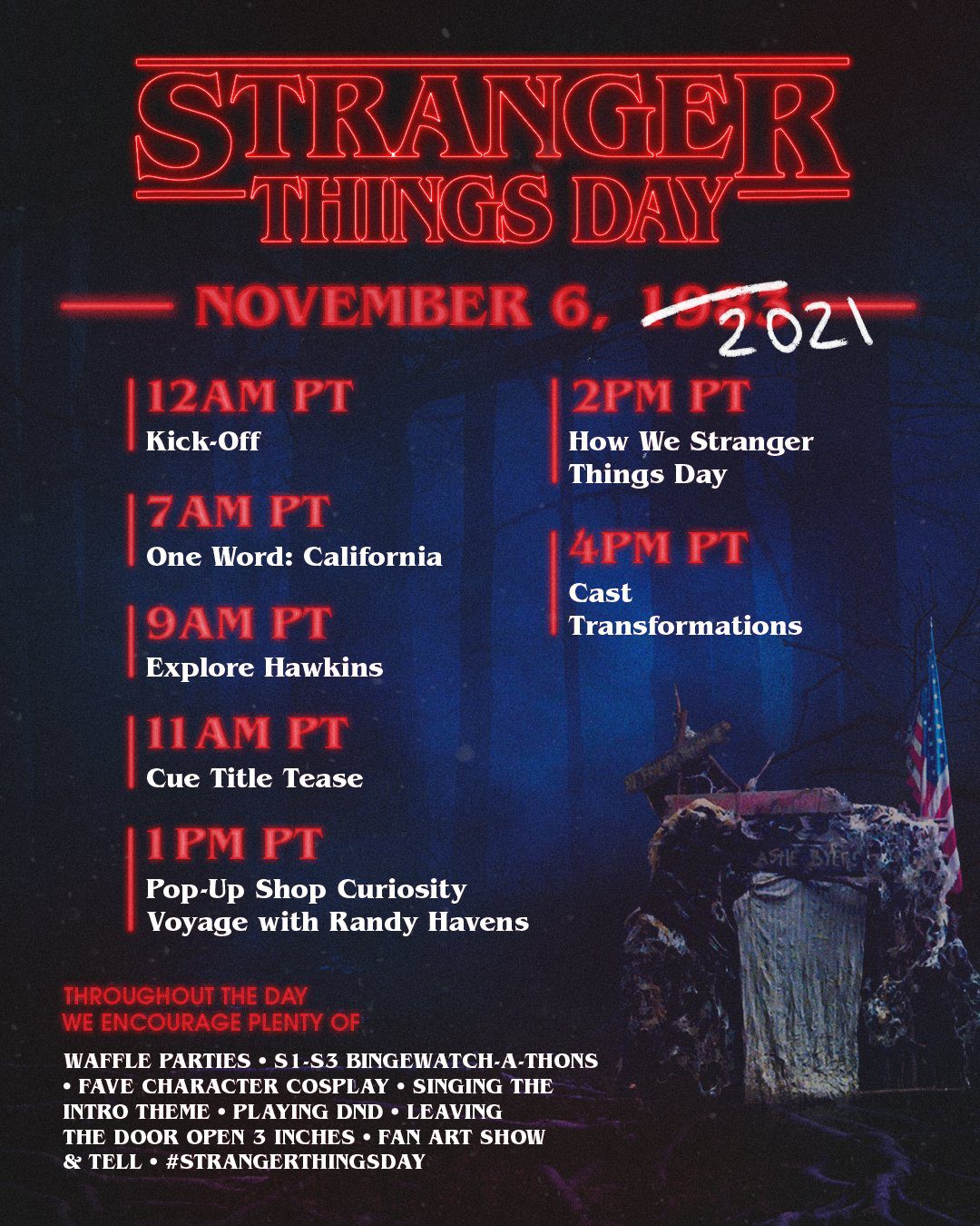 Stranger Things Day 2021: le programme complet publié et à quoi s'attendre 4 Horaire 2021 du jour des choses étranges