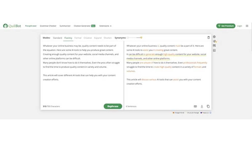 QuillBot : écriture paraphrasée