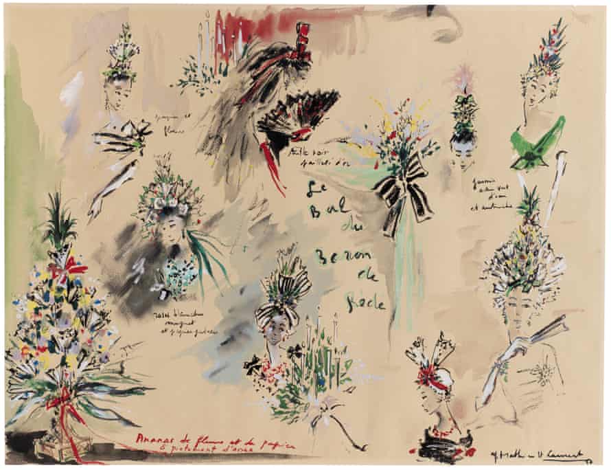 L'art d'Yves Saint Laurent : la maison de design fête ses 60 ans | Yves Saint Laurent 6 Esquisses de coiffes réalisées pour le bal des Têtes mondain, 1956.