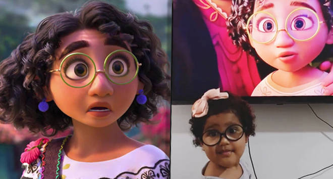 Les fans d'Encanto sanglotent devant cette vidéo d'un sosie de Mirabel âgé de deux ans 3 Les fans d'Encanto sanglotent devant ce sosie de Mirabel âgé de deux ans.