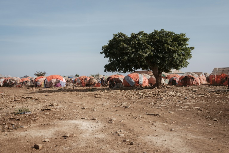 L'ouverture de fortune au nom des camps de déplacés de Baidoa (Somalkie), le 13 février 2022 (AFP - YASUYOSHI CHIBA)