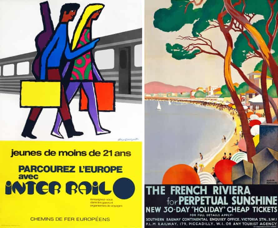 Itinéraire ferroviaire du mois : Paris-Marseille 50 ans après la création d'Interrail | Voyage par le rail 1 Une première publicité Interrail des années 1970 et une affiche de la Côte d'Azur de 1930.