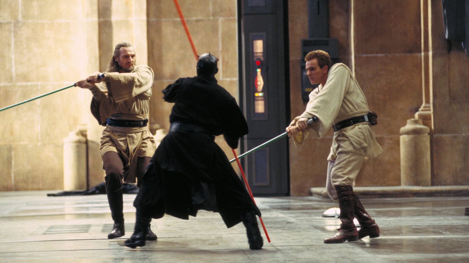 Tournage du duel décisif pour The Phantom Menace.