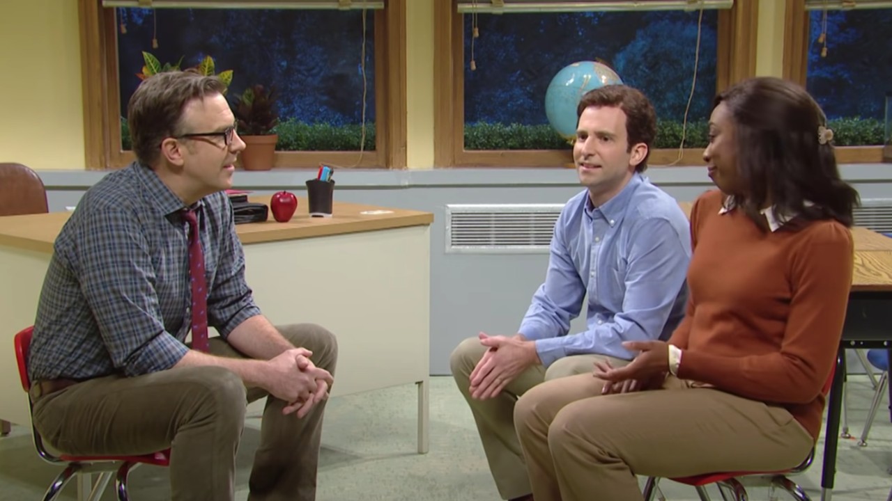 Jason Sudeikis, Ego Nwodim et Kyle Mooney dans 