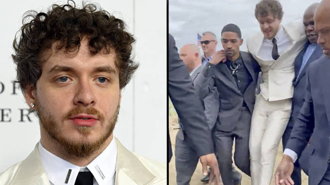 Jack Harlow critiqué après avoir été porté par deux hommes noirs au Kentucky Derby 2 Jack Harlow critiqué après avoir été porté par deux hommes noirs au Kentucky Derby - 1