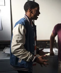 Veste universitaire en denim Brett Grey On My Block