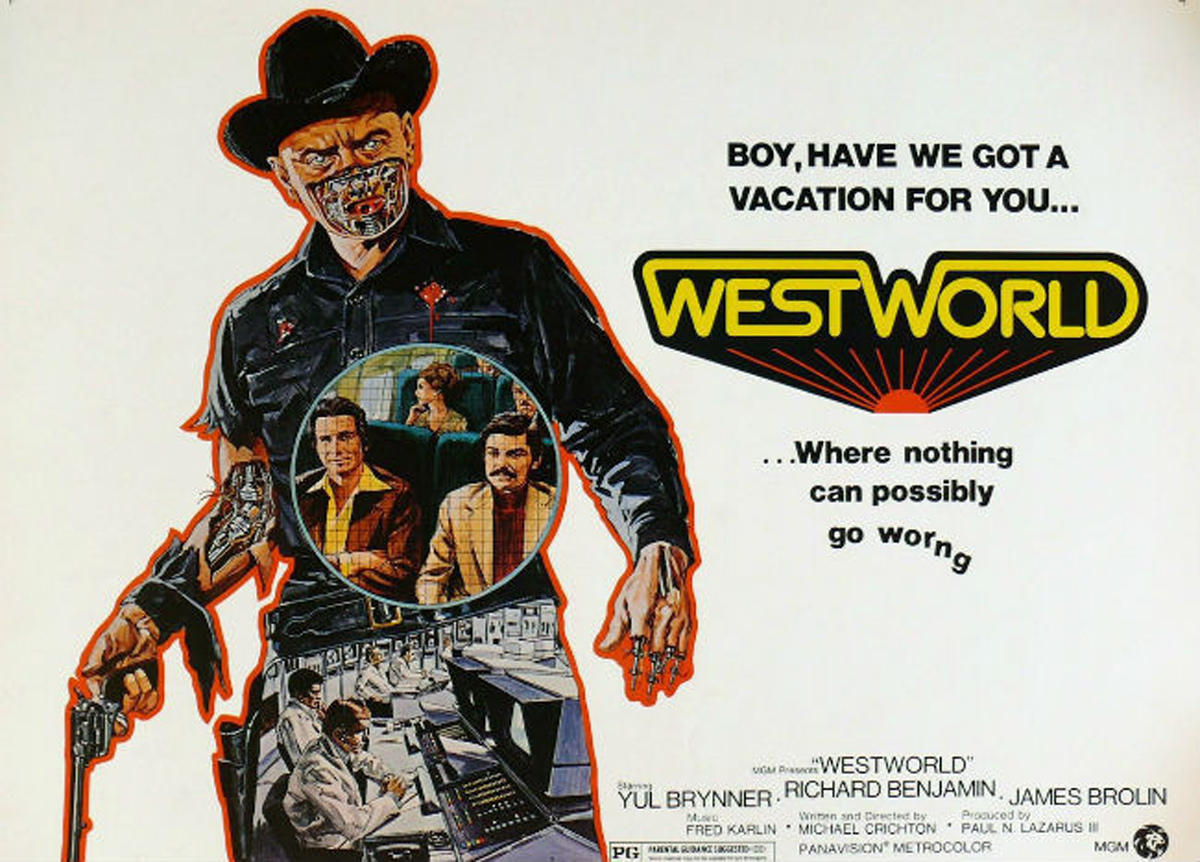 Un expert en robotique montre comment les robots de Star Wars ne reflètent pas la réalité 6 Une affiche de film pour Westworld, qui représentait des robots déchaînés dans un parc d'attractions.