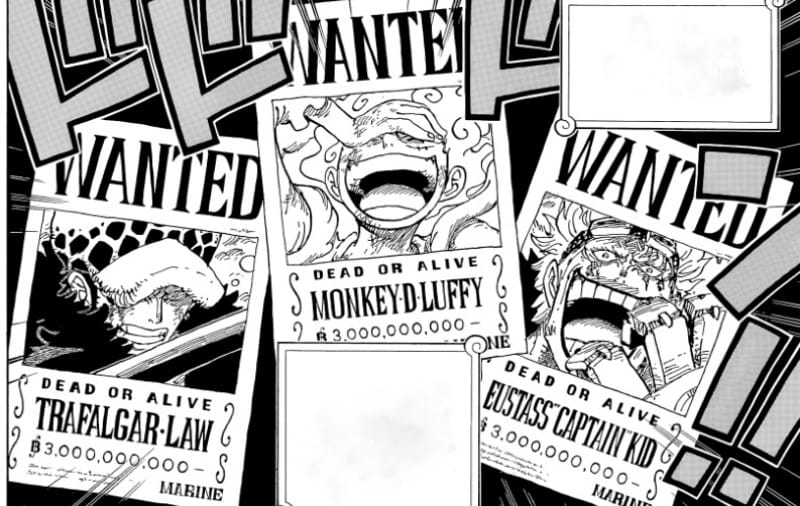 One Piece Chapitre 1054 Spoilers : Tous les mystères non résolus et l'avenir 3 Luffy, Kid et Law Bounty One Piece
