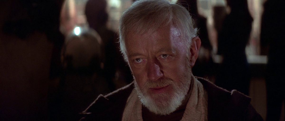 Alec Guinness dans le rôle d'Obi-Wan dans Star Wars.
