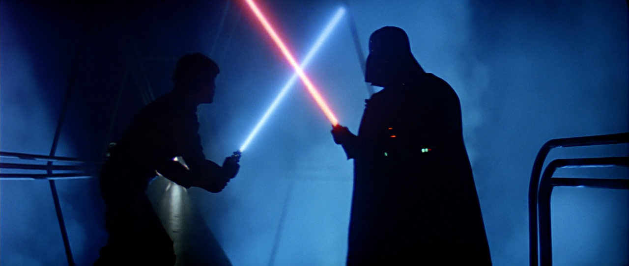 Les leçons de la paternité dans Star Wars 3 Le duel au sabre laser entre Luke et Dark Vador dans L'Empire contre-attaque.
