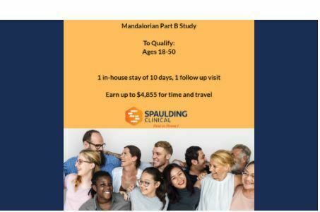 Spaulding Clinical recherche des volontaires sains pour une étude mandalorienne à court terme 2 Spaulding Clinical recherche des volontaires sains pour une étude mandalorienne à court terme - 1