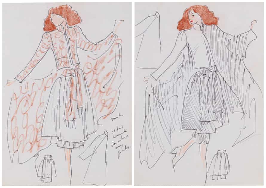 Dessins de Karl Lagerfeld vendus aux enchères pour près de trois fois l'estimation originale | Karl Lagerfeld 2 Lot 82, deux croquis originaux pour la mode réalisés à la fin des années 70.