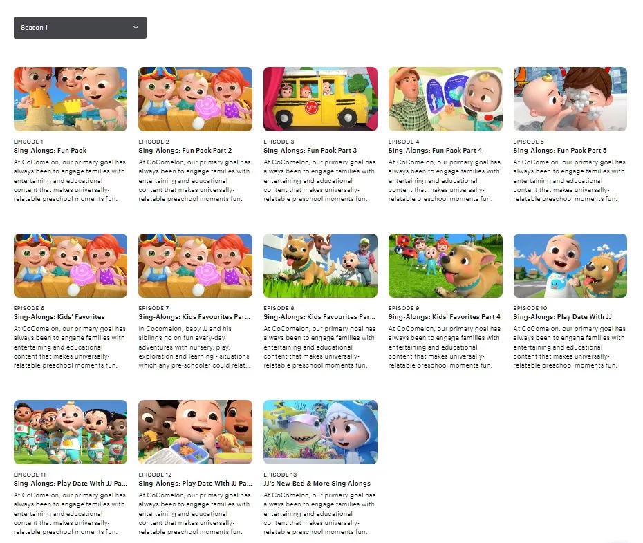 affichage cocomelon hulu