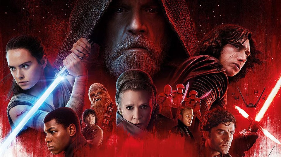 L'affiche de Star Wars : Les Derniers Jedi (2017).