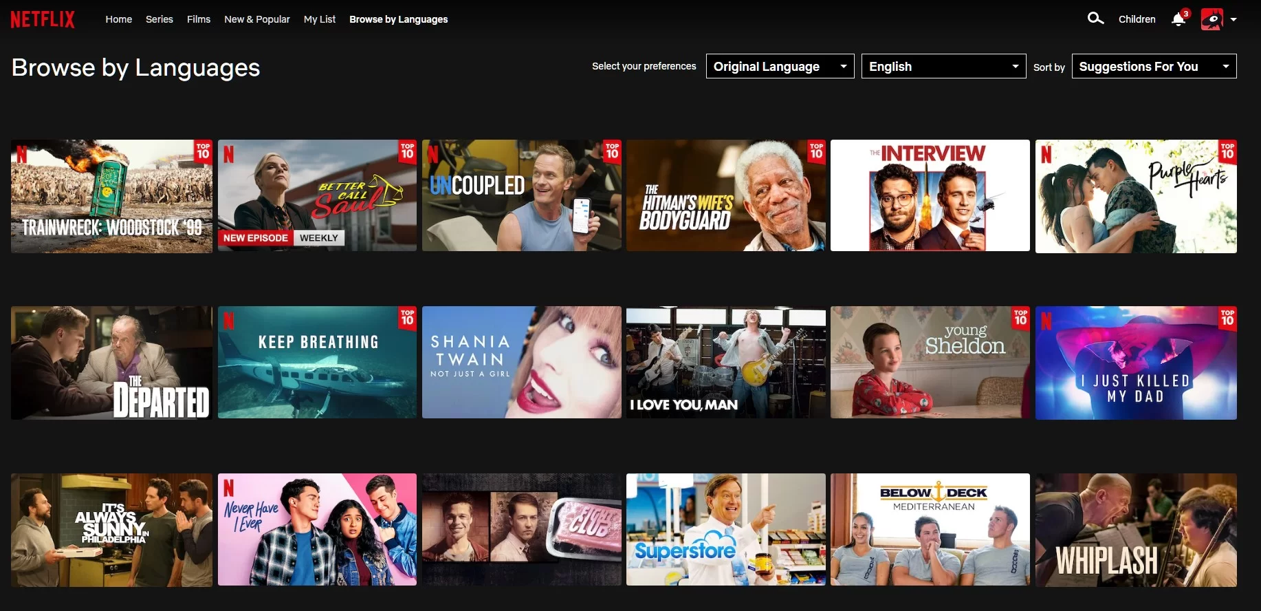 parcourir par langue anglais netflix