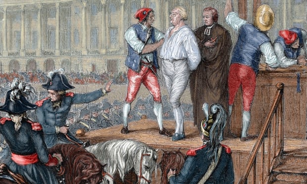 Monarchie française renversée : le roi et sa famille emprisonnés – archives, 1792 | France 1 Exécution du roi Louis XVI le 21 janvier 1793. Gravure en couleur.