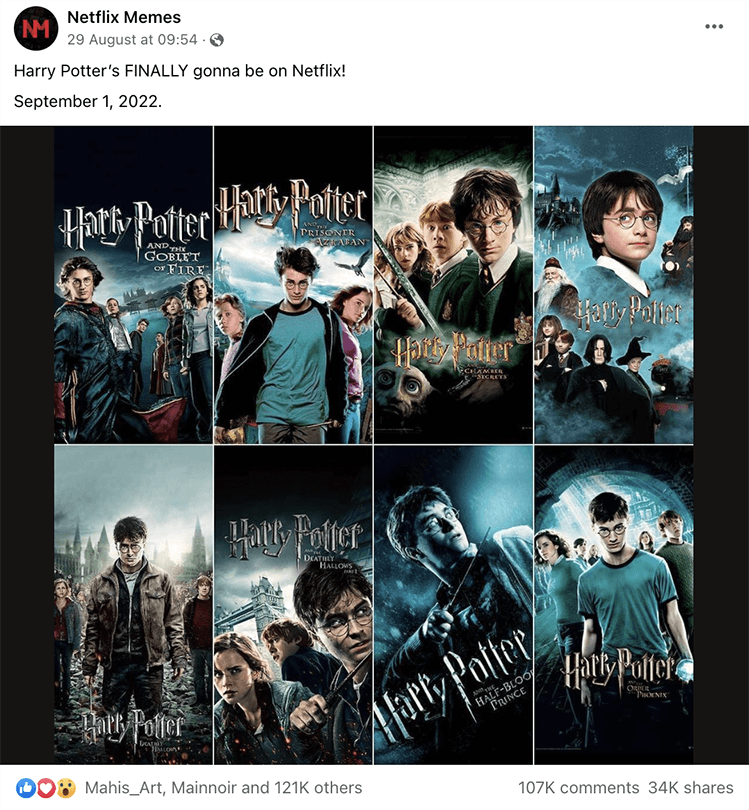 post facebook harry potter arrive sur netflix