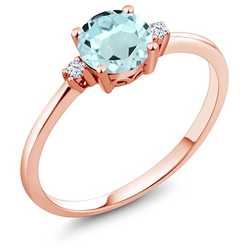 Top 15 des pierres précieuses les plus chères 2022 (Avis) 28 Gem Stone King Topaze bleu ciel en or rose 10 ct et saphir synthétique blanc pour femme