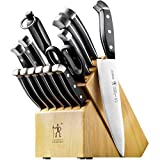 HENCKELS Ensemble de 15 couteaux de qualité supérieure avec bloc, tranchant comme un rasoir, couteau d'ingénierie allemande informé par plus de 100 ans de fabrication de couteaux magistrale, léger et solide, passe au lave-vaisselle
