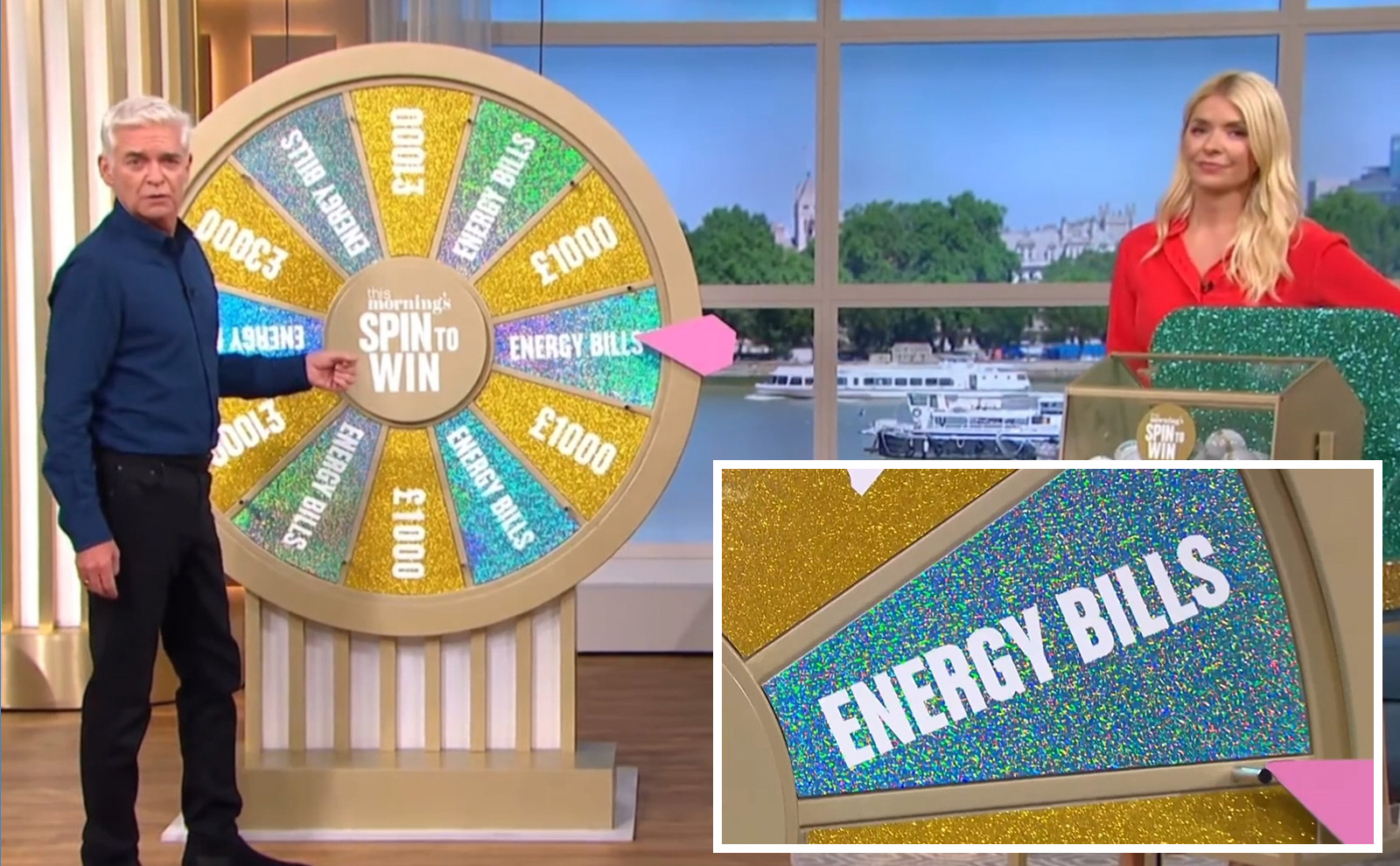 Jeu télévisé Spin-to-Win avec des prix payant des factures d'énergie de marque « dystopique » 2 Jeu télévisé Spin-to-Win avec des prix payant des factures d'énergie de marque « dystopique » - 1