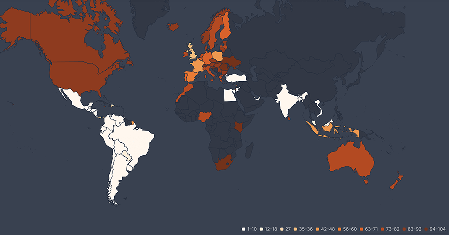 popularité carte de chaleur globe partenaire piste netflix