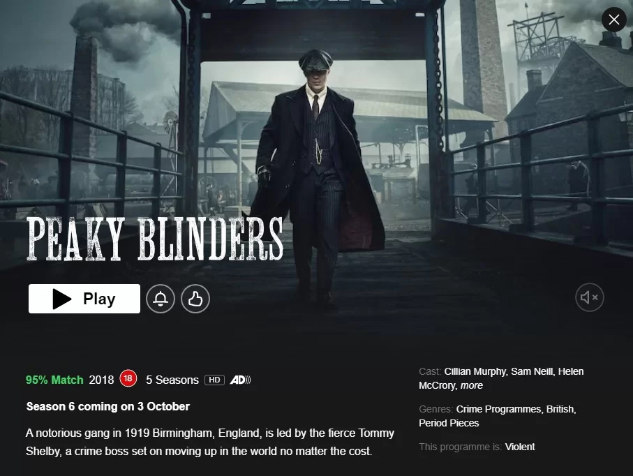 Peaky Blinders Netflix Royaume-Uni date de sortie