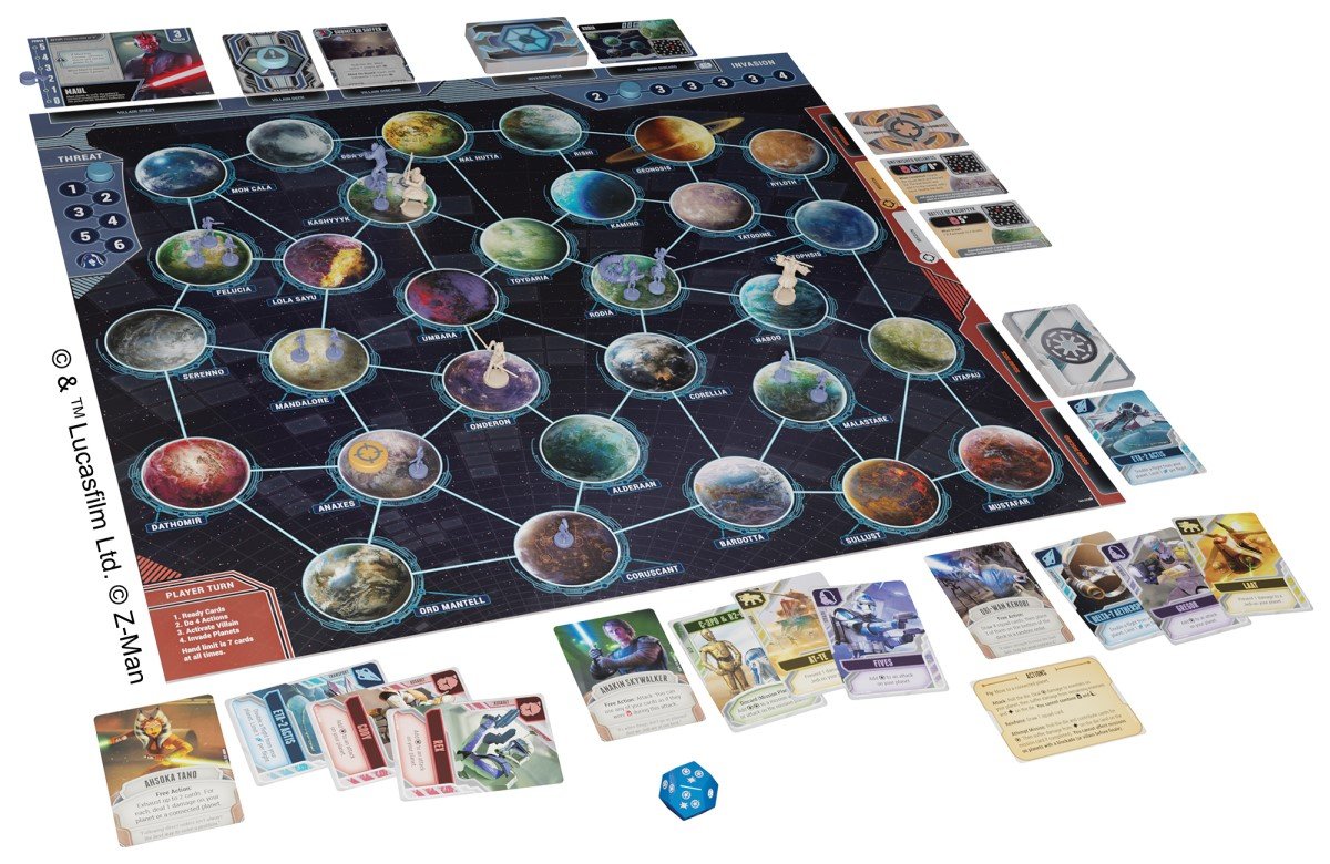Star Wars: The Clone Wars Pandemic Game arrive à la cible 4 Image promotionnelle du jeu Star Wars The Clone Wars Pandemic montrant un plateau de jeu galaxie