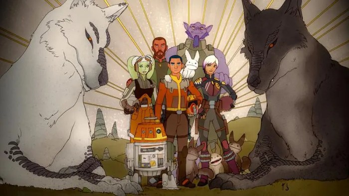 Rencontrez les rebelles : Sabine Wren 3 Peinture murale d'Héra, Kanan, Ezra, Zeb, Sabine et Chopper de Star Wars : Rebels