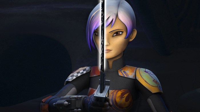Rencontrez les rebelles : Sabine Wren 9 Sabine Wren brandit le sabre noir dans Star Wars Rebels