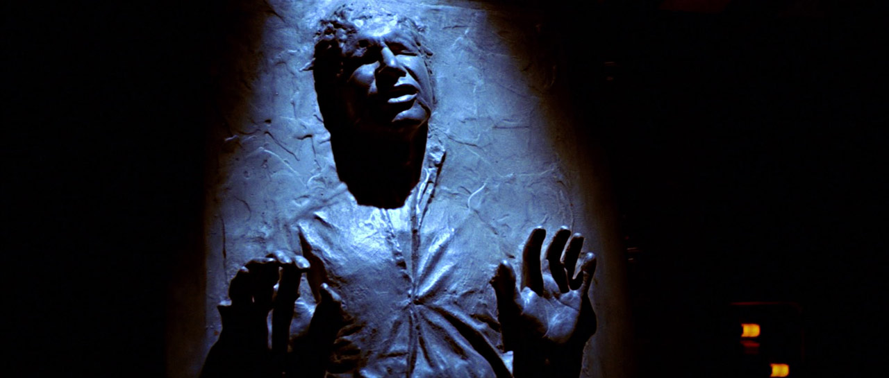 Han Solo congelé dans de la carbonite.