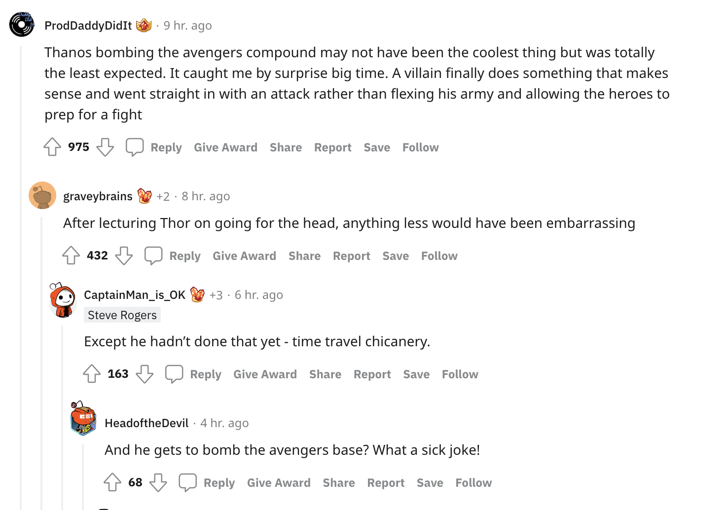 Les fans de Marvel débattent des moments les plus durs à cuire de l'histoire du MCU 5 Les fans de Marvel débattent des moments les plus durs à cuire de l'histoire du MCU - 4