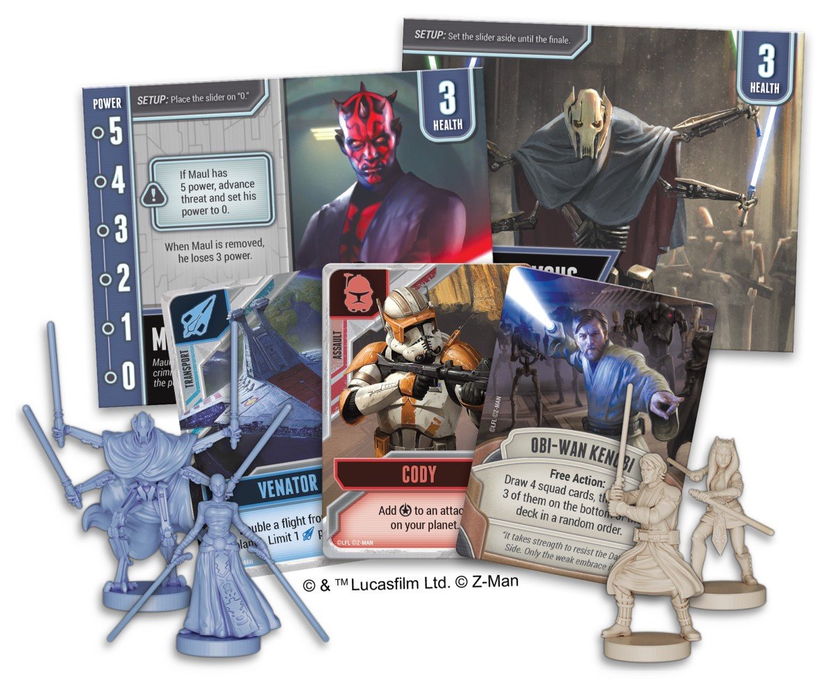 Star Wars: The Clone Wars Pandemic Game arrive à la cible 3 Image promotionnelle du jeu Star Wars The Clone Wars Pandemic montrant des cartes et des figurines