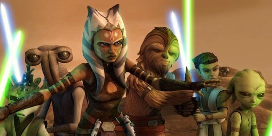 star wars la guerre des clones crèche et brûle ahsoka avec des jeunes