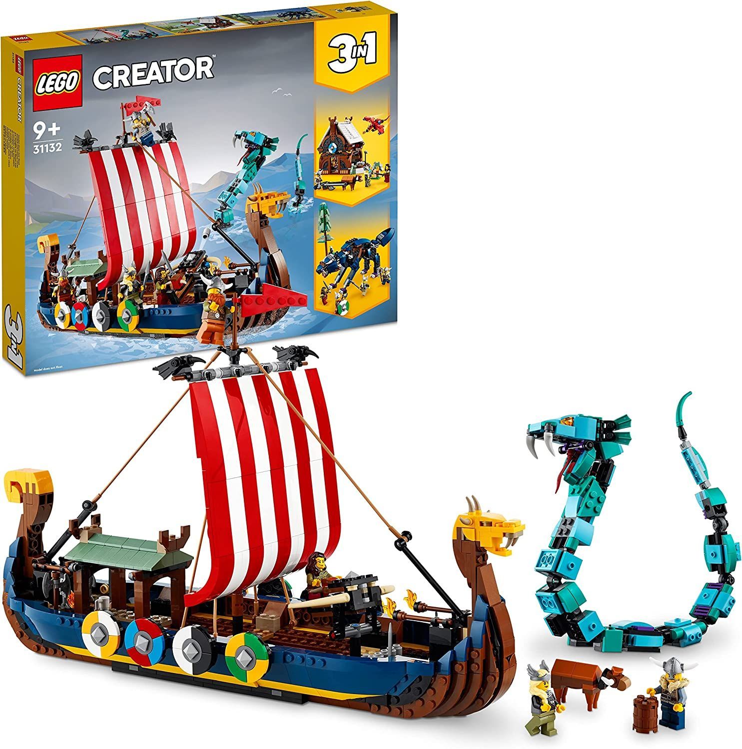 Lego 3-en-1 pour un bateau viking transformable en maison