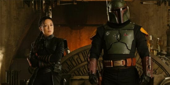 Faites revenir le "vieux Boba Fett" - Un acteur exprime son espoir de voir revenir le chasseur de primes "Bada**". 9 ming-na wen (à gauche) et temuera morrison (à droite) avec le trône de jabba dans le livre de boba fett