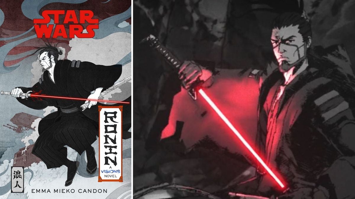 Les meilleurs cadeaux pour les fans de "Star Wars" en 2022 | The Mary Sue 8 Une couverture de livre représentant le personnage Ronin de Star Wars Visions à côté d'une photo de Ronin tirée du court-métrage animé présenté dans Star Wars Visions.