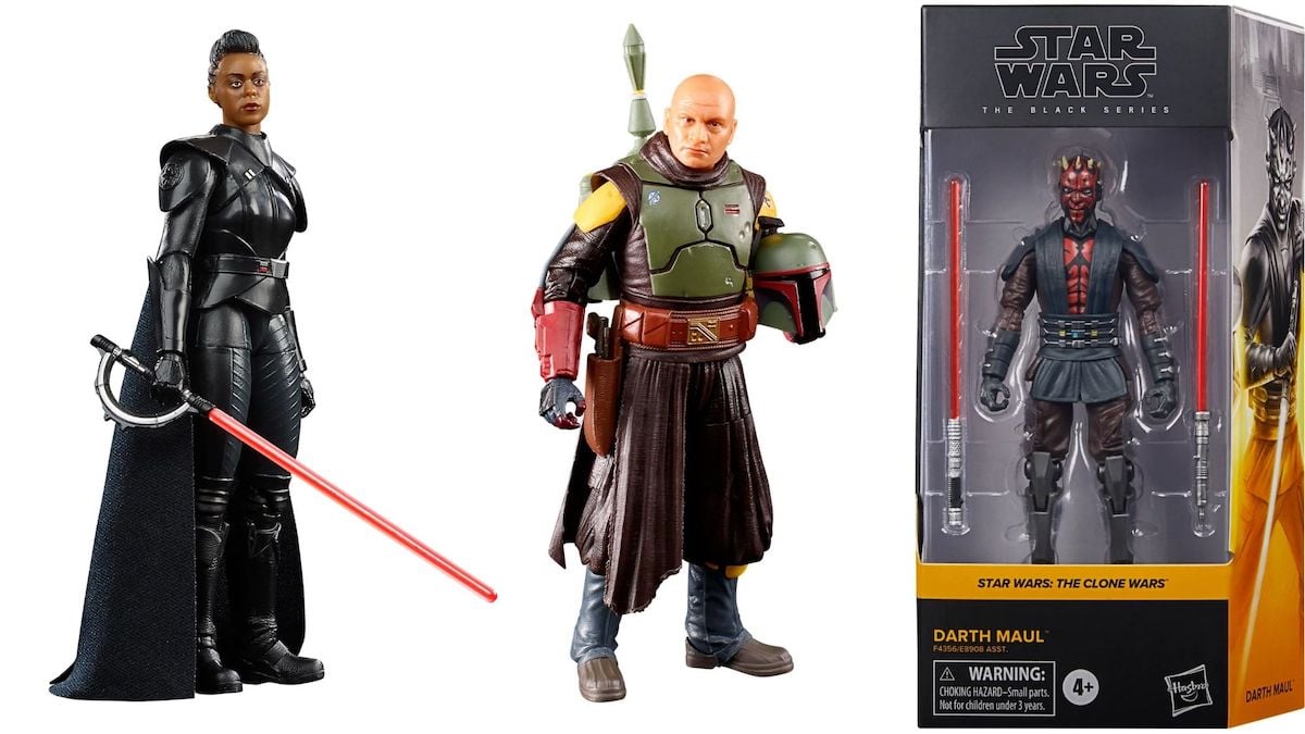 Les meilleurs cadeaux pour les fans de "Star Wars" en 2022 | The Mary Sue 4 Un assortiment de figurines Star Wars comprenant Reva la Troisième Sœur, Boba Fett non emballé, et Dark Maul encore dans une boîte non ouverte.