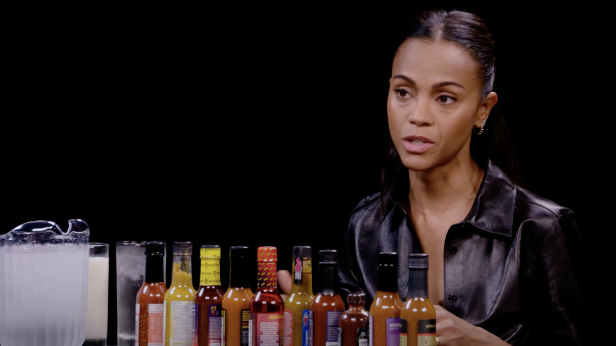 Zoe Saldaña parle de la différence entre les Trekkies et les fans de Marvel dans "Hot Ones". 2 Zoe Saldaña parle de la différence entre les Trekkies et les fans de Marvel dans "Hot Ones". - 1