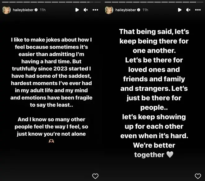 Hailey Bieber dit qu'elle a lutté avec sa santé mentale au milieu du drame de Selena Gomez 4 Hailey Bieber partage une mise à jour sur sa santé mentale au milieu de la pêche à la traîne sur les réseaux sociaux
