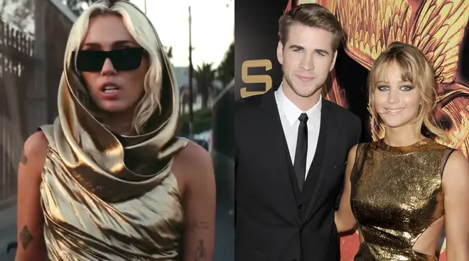 Jennifer Lawrence remet les pendules à l'heure sur les rumeurs de tromperie de Liam Hemsworth 4 Les fans ont théorisé que la robe dorée de Miley dans la vidéo