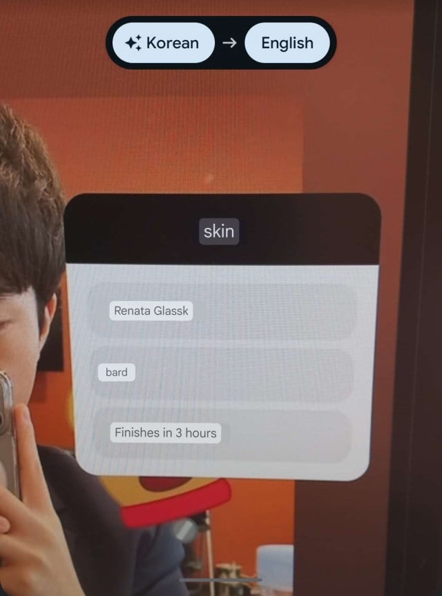 Sondage de vote de Keria pour le skin du Mondial traduit avec Google Lens