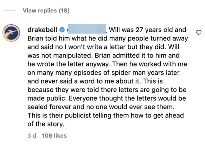 Drake Bell critique les acteurs qui ont soutenu Brian Peck pour ne pas lui avoir présenté d'excuses 6 Drake Bell interpelle Will Friedle et Rider Strong