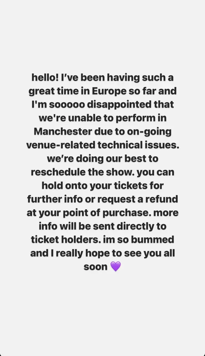 Olivia Rodrigo fait une déclaration aux fans « dévastés » après l'annulation de Manchester... 5 Olivia Rodrigo publie une déclaration après l'annulation de ses spectacles à Manchester