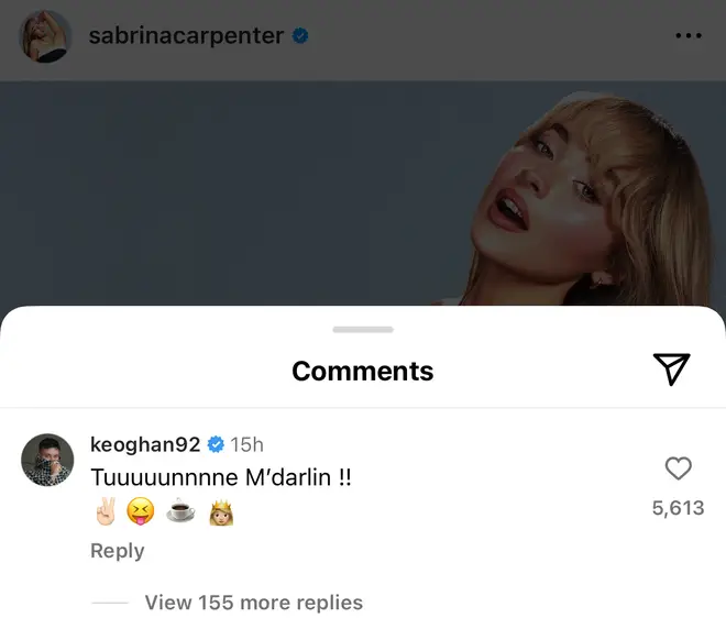 Chronologie complète de la relation entre Barry Keoghan et Sabrina Carpenter 6 Barry a laissé un commentaire sous l'annonce de la chanson de Sabrina