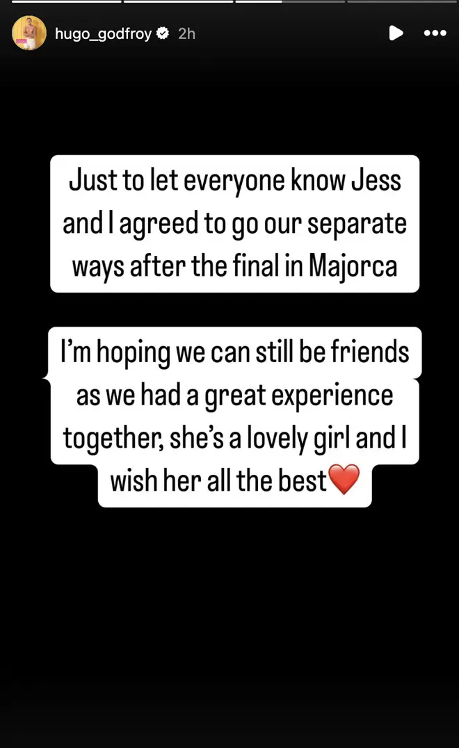 Hugo de Love Island confirme enfin quand lui et Jess se sont séparés après avoir embrassé Charlotte... 4 Hugo de Love Island a confirmé sa séparation d'avec Jess