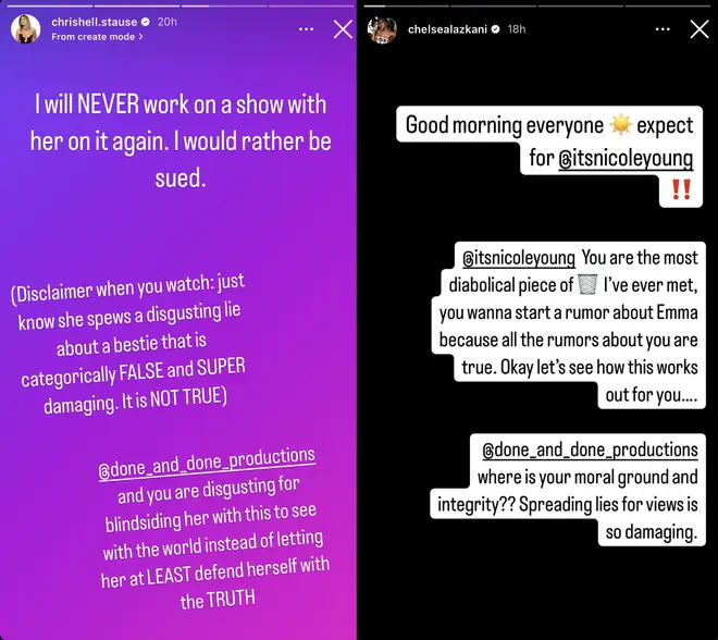 Chrishell Stause et Chelsea Lazkani interpellent Nicole Young à propos du commentaire d'Emma Hernan