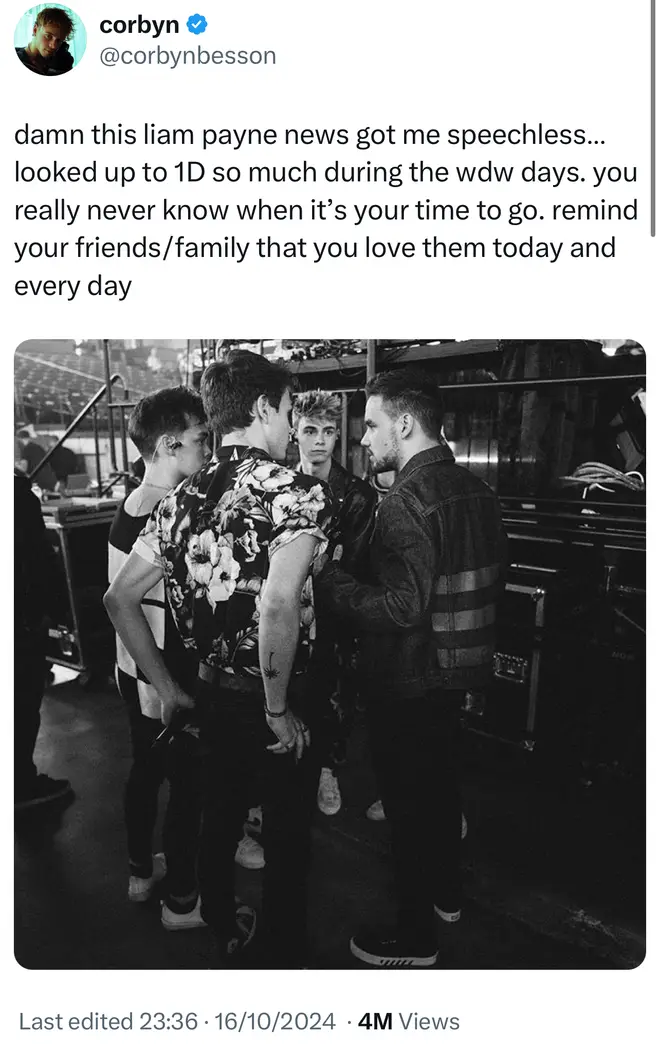 Les hommages des célébrités affluent pour Liam Payne après son décès 11 Corbyn de Why Don't We rend hommage à Liam Payne